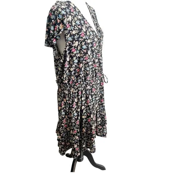Ralph Lauren Floral Wrap Dress Plus Size 16 Knee Length V-Neck Cottage Core - Picture 14 of 16